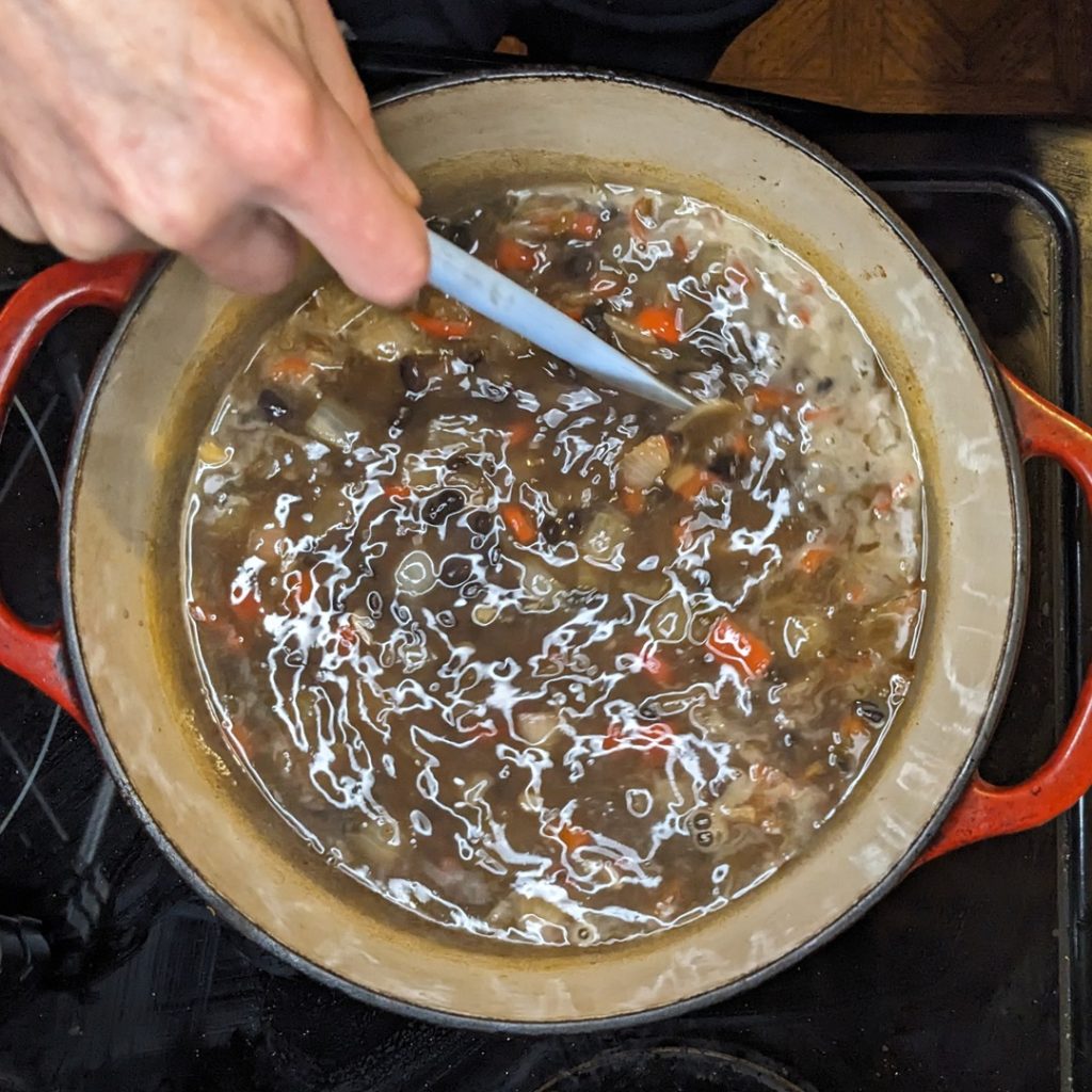 Black Bean & Corn Soup add beans and broth