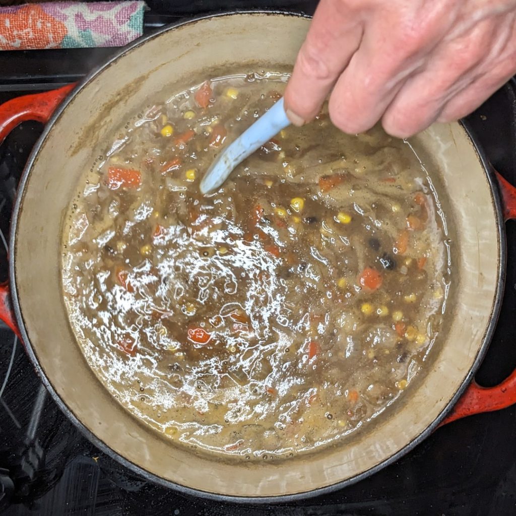 Black Bean & Corn Soup Cooking