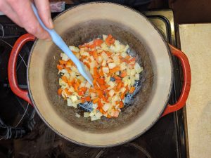 Sautéing peppers and onions