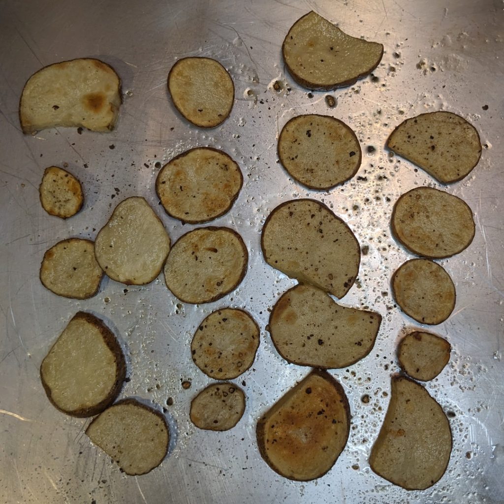 Broiled potatoes