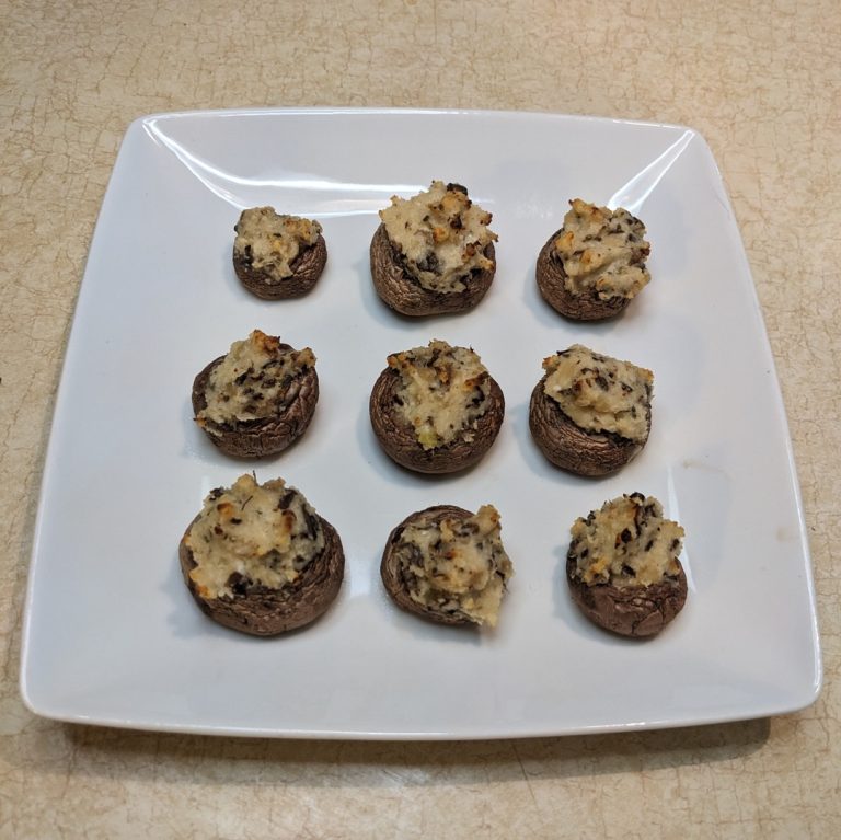 Plate of Cottage Cheese Stuffed Mushrooms