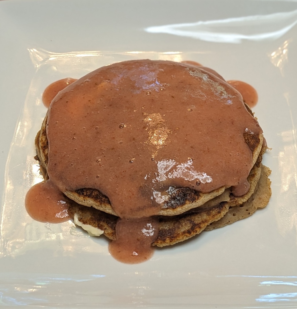 Whole Grain Pancakes with Strawberry Syrup Whole Grain Pancakes with Strawberry Syrup