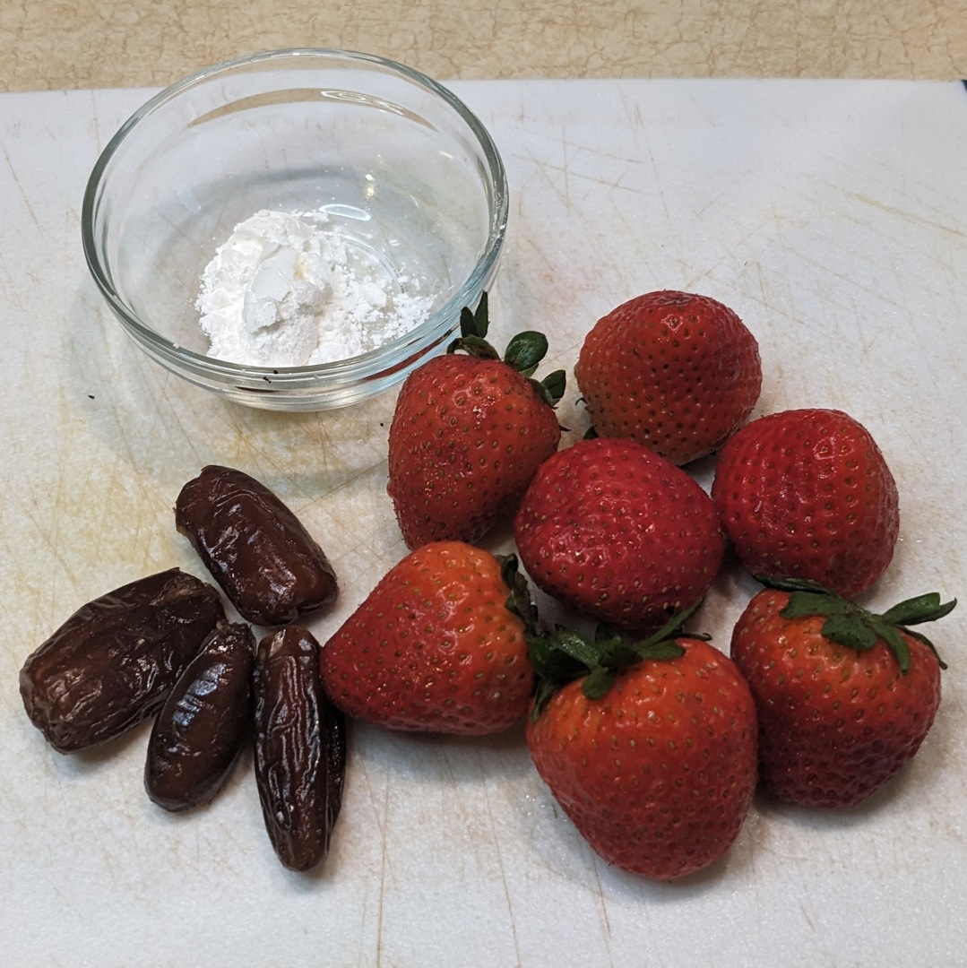 strawberries, dates, and cornstarch