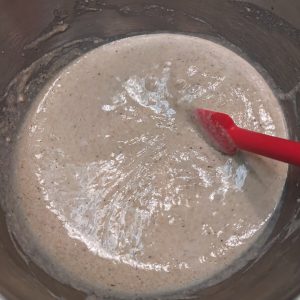 Mix whole grain pancake batter