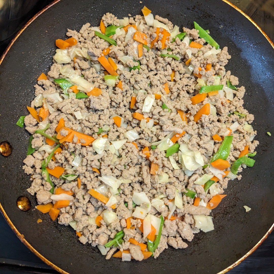 sauté meat and vegetables