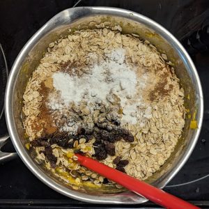 Add pumpkin oats dry ingredients