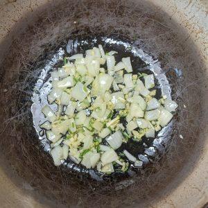 Saute Onion, Ginger ,Garlic, and Cilantro stems