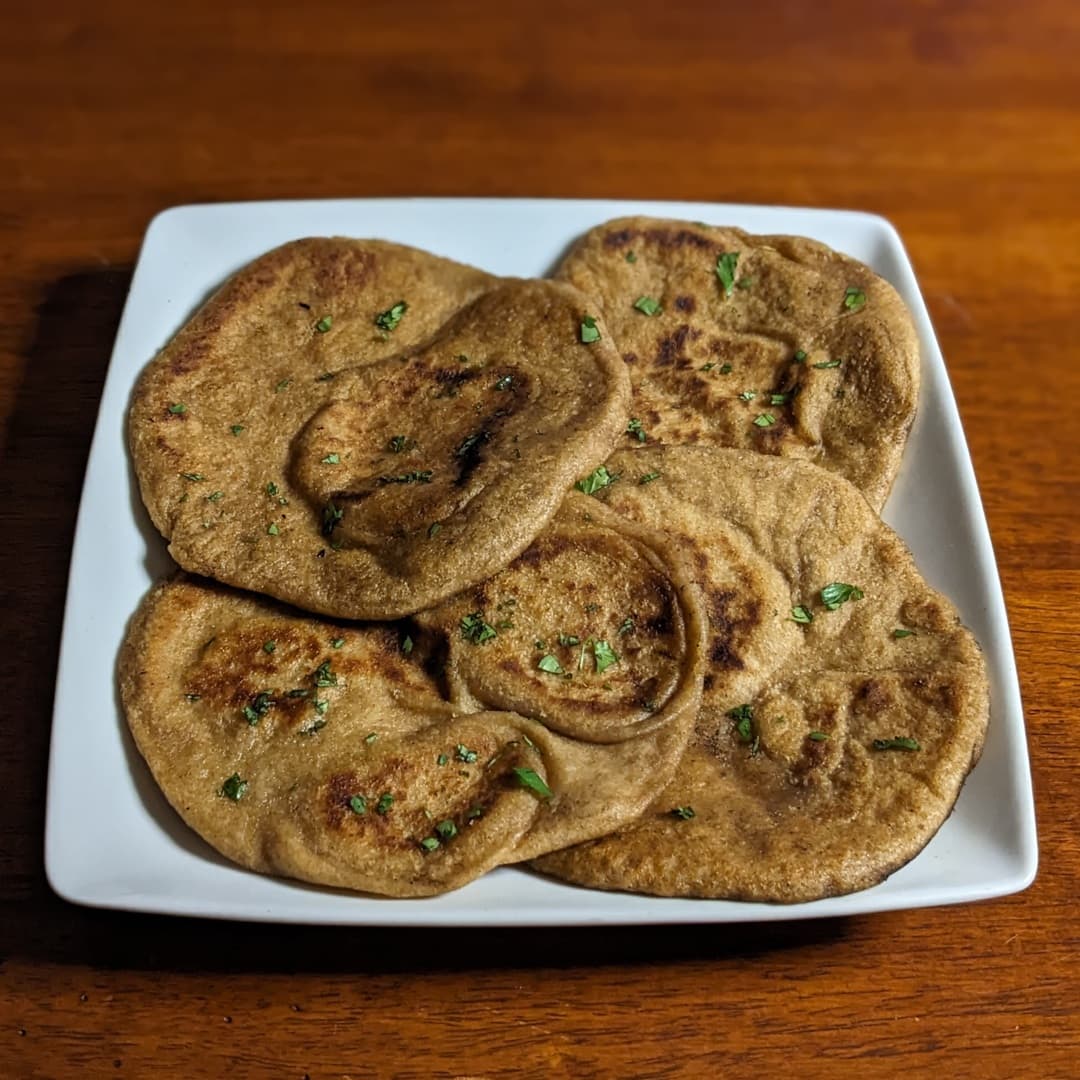 Plate of high.fiber vegan naan